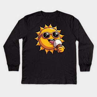 Sun Eating Ice Cream Summer Kids Long Sleeve T-Shirt